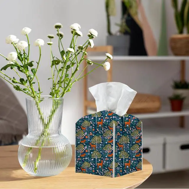 Alt view image 4 of 6 - Deer Tree Tissue Box Cover, Tissue Box Holder for Home Bedroom 5x5IN