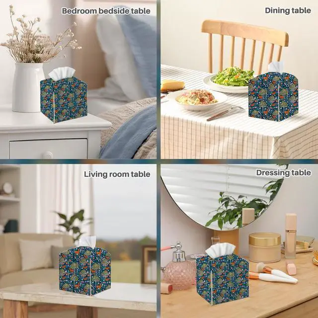 Alt view image 5 of 6 - Deer Tree Tissue Box Cover, Tissue Box Holder for Home Bedroom 5x5IN