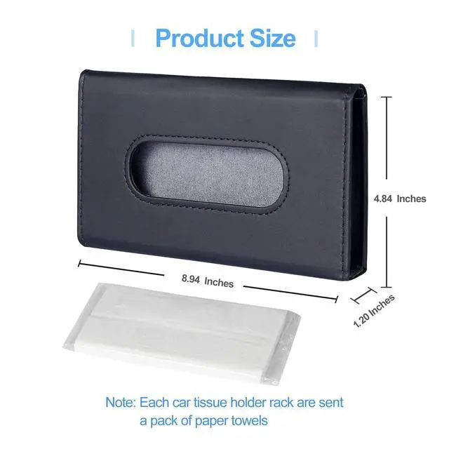 Alt view image 4 of 7 - Car Tissue Holder, Upgraded Version Hanging Tissue Holder in Car, Premium PU Leather Cars Napkin Holder for Universal Auto, Easy to Use (Black)