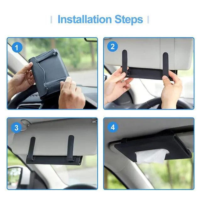 Alt view image 5 of 7 - Car Tissue Holder, Upgraded Version Hanging Tissue Holder in Car, Premium PU Leather Cars Napkin Holder for Universal Auto, Easy to Use (Black)