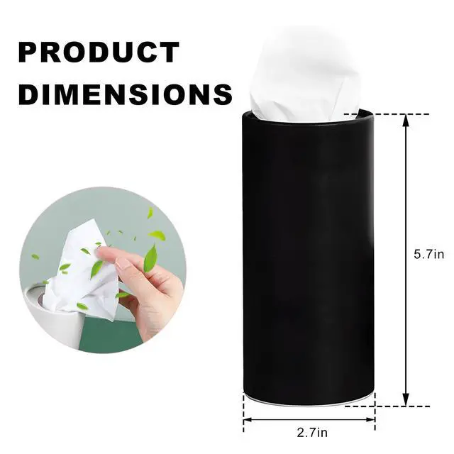 Alt view image 2 of 6 - 4 PCS Car Tissue Holder, Refillable Round Napkins Containers with Papers Inside, Convenient Travel Tissue Tubes Facial Paper Towel Cylinders for Vehicle Cup Holders (Black)