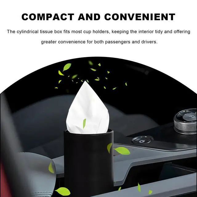 Alt view image 4 of 6 - 4 PCS Car Tissue Holder, Refillable Round Napkins Containers with Papers Inside, Convenient Travel Tissue Tubes Facial Paper Towel Cylinders for Vehicle Cup Holders (Black)