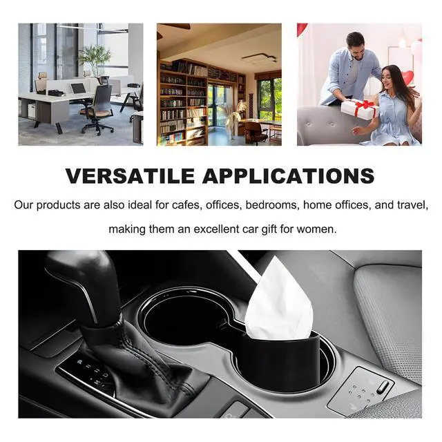 Alt view image 6 of 6 - 4 PCS Car Tissue Holder, Refillable Round Napkins Containers with Papers Inside, Convenient Travel Tissue Tubes Facial Paper Towel Cylinders for Vehicle Cup Holders (Black)