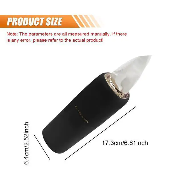 Alt view image 2 of 6 - Car Tissue Holder, Waterproof Plastic Auto Facial Tissues Cylinder Box, Portable Paper Towel Tube Container for Travel, Vehicle Napkin Organizer for Car Cup Holder, Home, Office (Black)