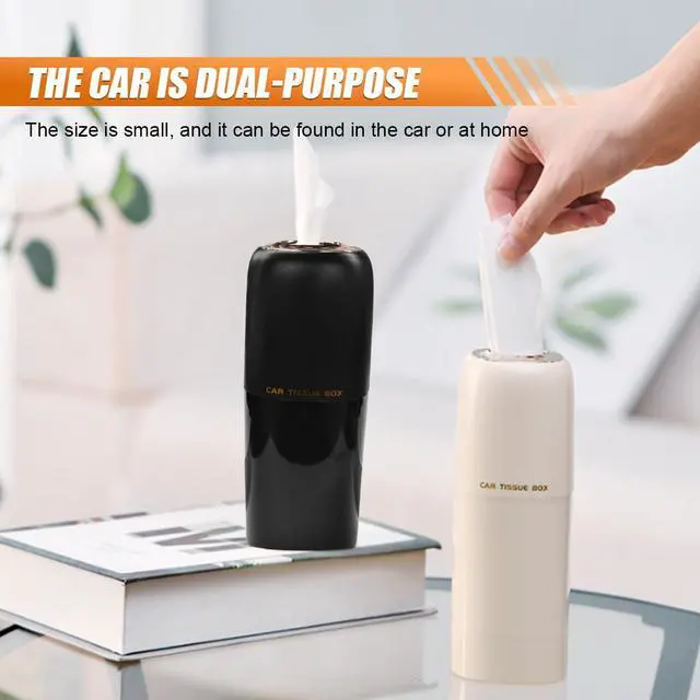 Alt view image 6 of 6 - Car Tissue Holder, Waterproof Plastic Auto Facial Tissues Cylinder Box, Portable Paper Towel Tube Container for Travel, Vehicle Napkin Organizer for Car Cup Holder, Home, Office (Black)