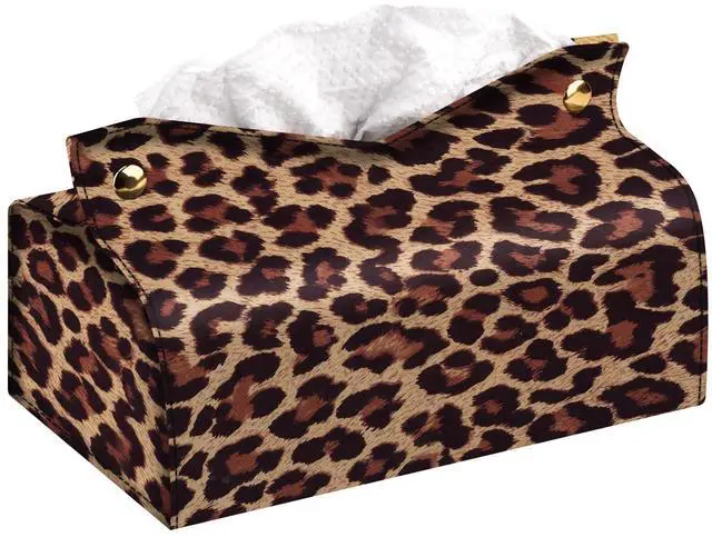 Main image of Rectangular Tissue Box Cover, Leather Tissue Box Holder, Facial Paper Organizer Dispenser, Modern Home Decoration for Bathroom, Home, Car, Nightstand, Office Desk