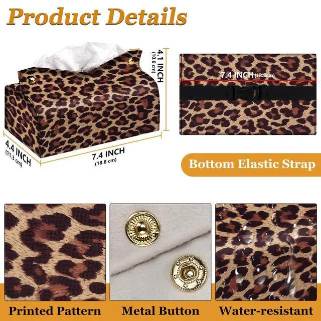Alt view image 2 of 6 - Rectangular Tissue Box Cover, Leather Tissue Box Holder, Facial Paper Organizer Dispenser, Modern Home Decoration for Bathroom, Home, Car, Nightstand, Office Desk