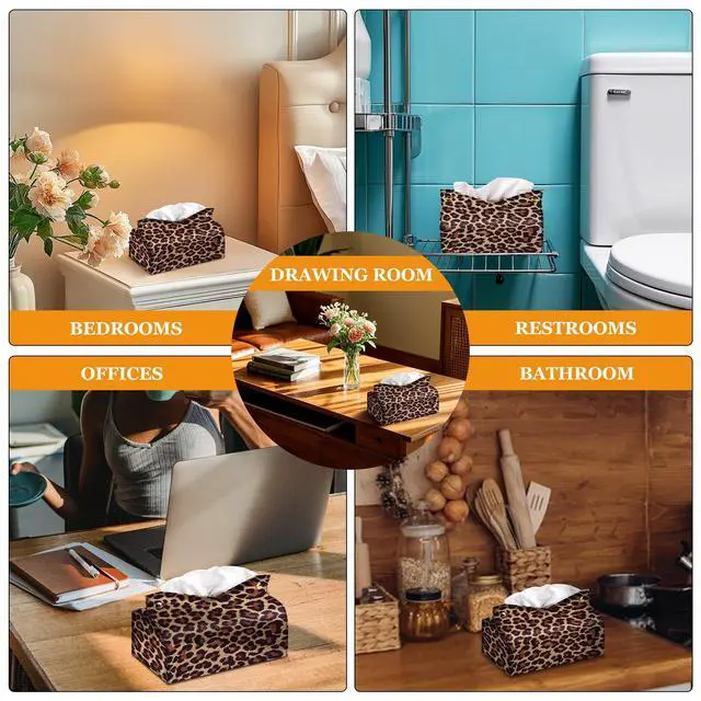 Alt view image 5 of 6 - Rectangular Tissue Box Cover, Leather Tissue Box Holder, Facial Paper Organizer Dispenser, Modern Home Decoration for Bathroom, Home, Car, Nightstand, Office Desk