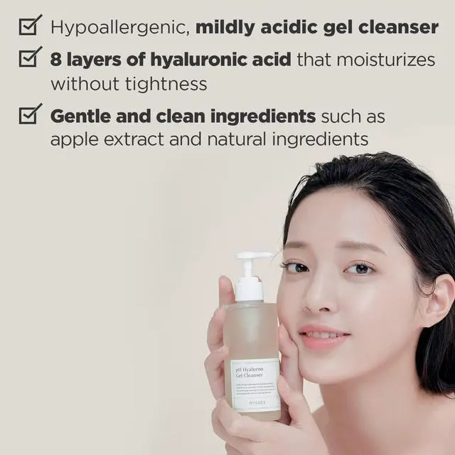 Alt view image 3 of 7 - HYGGEE pH Hyaluron Gel Cleanser - Hyaluronic Acid Hydrating Face Wash - pH Balancing Formula for All Skin Types - Hypoallergenic Mild Makeup Cleansing Gel (1.69 fl.oz.)