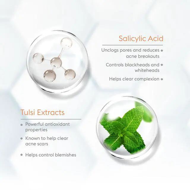 Alt view image 5 of 7 - Acne Serum Face Wash - Facial Cleanser with Salicylic Acid - Gentle Acne Face Wash for Women and Men - Tulsi Extract - 3.38 oz