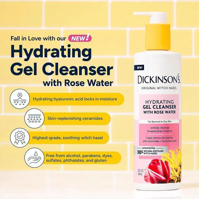 Alt view image 2 of 7 - Original Witch Hazel Hydrating Gel Facial Cleanser with Rose Water, 12 Fl Oz, For Normal to Dry Skin, Hydrates and Nourishes Skin, Helps Calm Redness, Alcohol-Free Face Wash