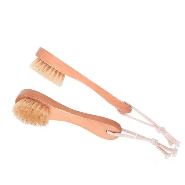 Alt view image 5 of 6 - Natural Bristles Wooden Face Cleaning Brush Wood Handle Facial Cleanser Nose Scubber Exfoliating Facial Skin Care Pack of 2