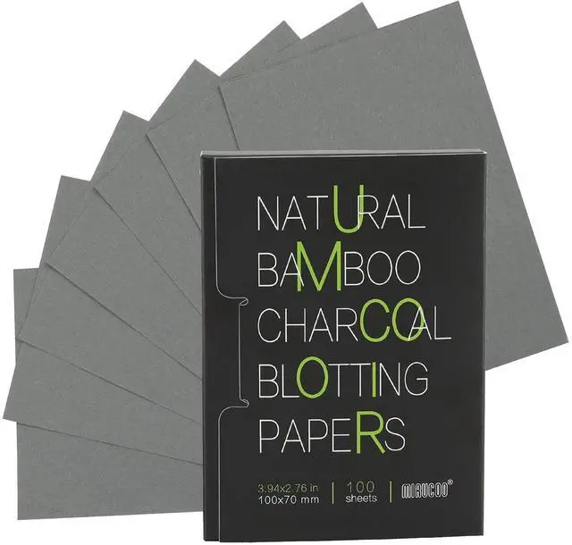 Main image of 100 Count Natural Bamboo Charcoal Blotting Papers Organic Facial Oil Absorbing Sheets for Oily Skin Care Daily Oil Control Linen Tissues (100 PCS/PK, 1 PK)