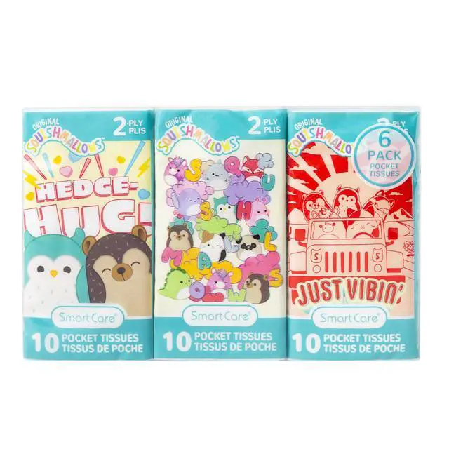 Alt view image 2 of 3 - Squishmallows Pocket Tissue, Ultra Soft 2-Ply, 6PK