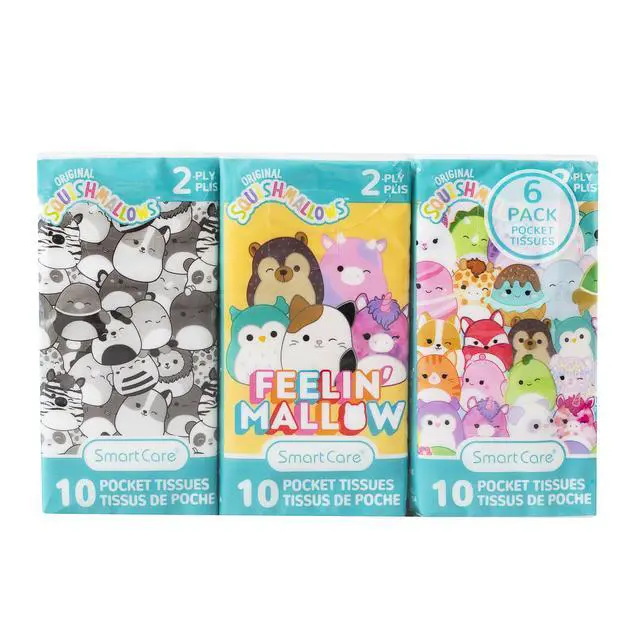 Alt view image 3 of 3 - Squishmallows Pocket Tissue, Ultra Soft 2-Ply, 6PK