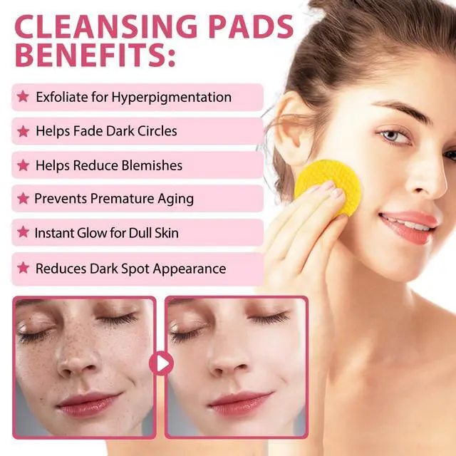Alt view image 2 of 7 - 40 pcs Turmeric Cleansing Pads for Dark Spots - Kojic Acid and Turmeric Cleansing Pads - Turmeric Kojic Acid Pads, Pink