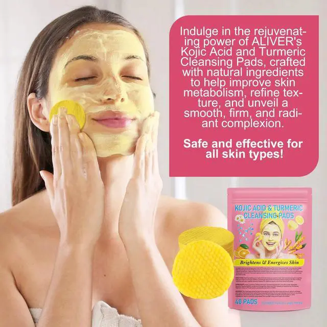 Alt view image 7 of 7 - 40 pcs Turmeric Cleansing Pads for Dark Spots - Kojic Acid and Turmeric Cleansing Pads - Turmeric Kojic Acid Pads, Pink