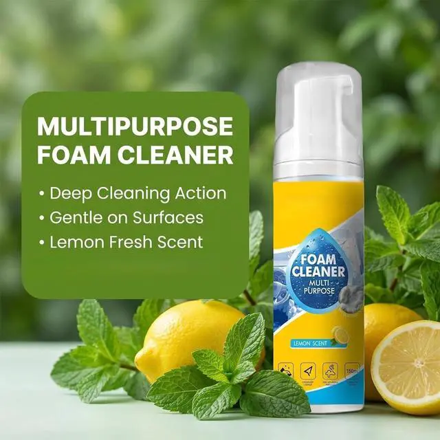 Alt view image 4 of 7 - 4-in-1 Multi-Purpose Foam Cleaner, All Surface No-Rinse Spray with Sponge & Towel for Home, Kitchen, Bathroom, Car & Upholstery (1PC+1*Sponge+Towel)