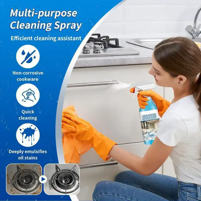 Alt view image 7 of 7 - 2PCS Spray Splash Cleaner, 2026 New Multi-Purpose Handheld Degreaser, Powerful Foam Sprays for for Kitchen, Easy to Use Rust Remover for Kitchenware, Grime Remover Spray for Home Family