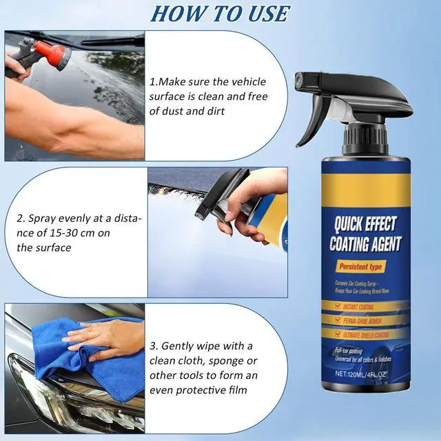 Alt view image 2 of 4 - Advanced Car Quick-Acting Coating Agent Spray,Scratch Wax Polish Waterless Wash,Car Coating Sprays Cleaning Kit, Oil Film Emulsion Glass Cleaner Lasting Protection