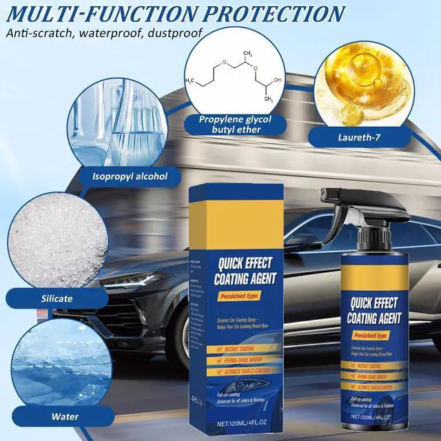 Alt view image 3 of 4 - Advanced Car Quick-Acting Coating Agent Spray,Scratch Wax Polish Waterless Wash,Car Coating Sprays Cleaning Kit, Oil Film Emulsion Glass Cleaner Lasting Protection