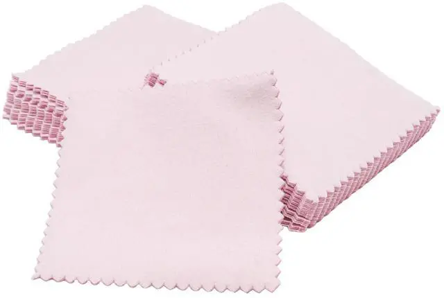 Main image of 50 Pcs Pink Jewelry Cleaning Cloth - Premium Polish Cloth for Silver, Gold, Platinum & Glasses (Wrapped Tarnish Remover)