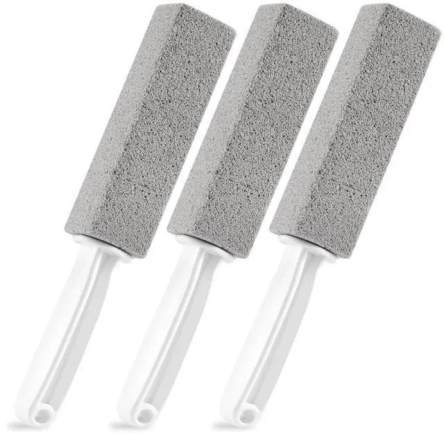 Main image of 3 Pack Pumice Stone for Toilet Bowl Cleaning with Handle, Scouring Stick Remove Toilet Bowl Hard Water Rings, Calcium Buildup and Rust for Cleaning Toilet, Bathroom, Kitchen Sink, Grill (Gray)