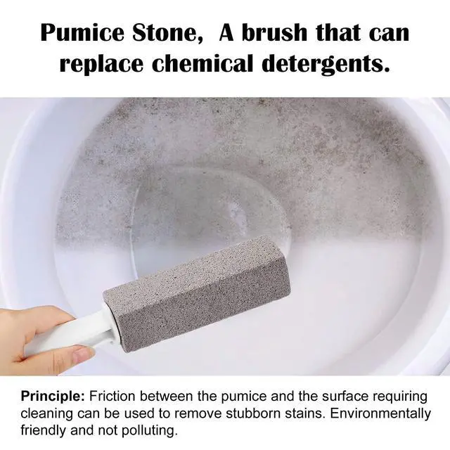 Alt view image 3 of 7 - 3 Pack Pumice Stone for Toilet Bowl Cleaning with Handle, Scouring Stick Remove Toilet Bowl Hard Water Rings, Calcium Buildup and Rust for Cleaning Toilet, Bathroom, Kitchen Sink, Grill (Gray)