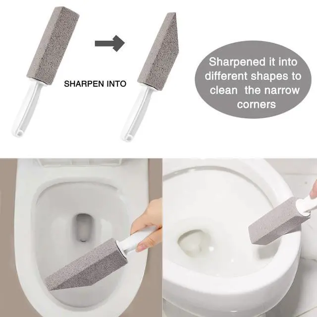 Alt view image 5 of 7 - 3 Pack Pumice Stone for Toilet Bowl Cleaning with Handle, Scouring Stick Remove Toilet Bowl Hard Water Rings, Calcium Buildup and Rust for Cleaning Toilet, Bathroom, Kitchen Sink, Grill (Gray)