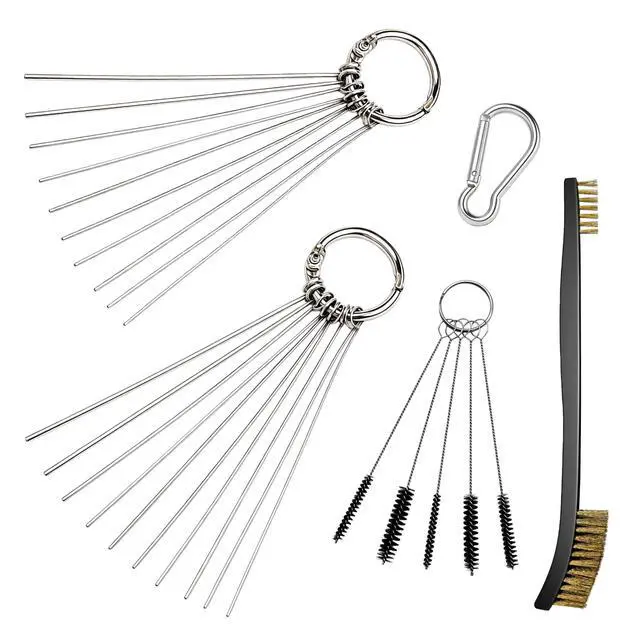 Main image of Copper Carburetor Jet Cleaning Tool Kit for Motorcycle Mini Bike ATV UTV Small Engine Lawn Mower with Soft Wire Needles & Long Nylon Brushes