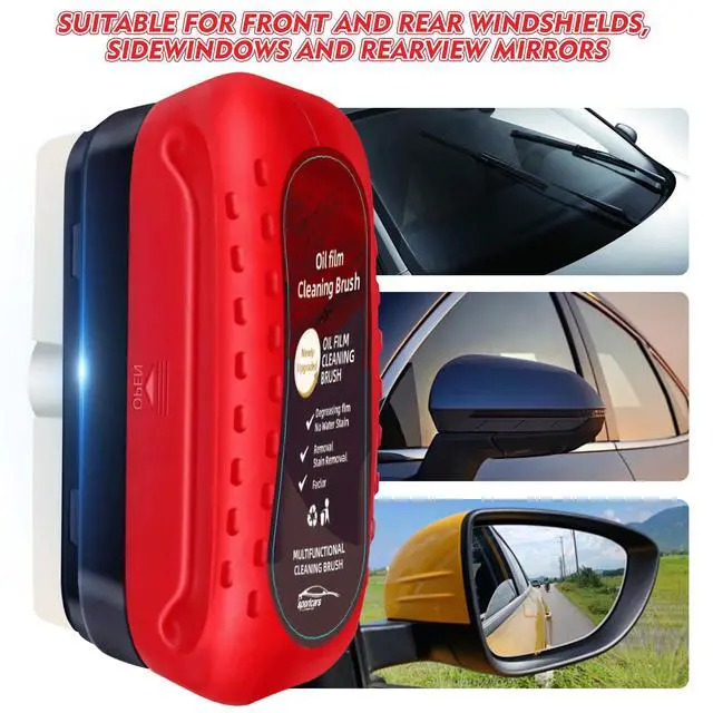 Alt view image 3 of 7 - Automotive Oil Film Cleaning Brush with Reusable Foam Sprayer, Upgraded Antifog Glass Cleaning Board, Glass Oil Film Remover for Car Windows & Windshields, Versatile Car Glass Cleaner Brush (Red)