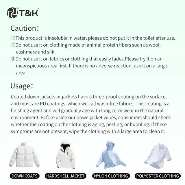 Alt view image 6 of 6 - Down Coat Cleaning Wipes 10 Pcs Instant Stain Removal for Coats