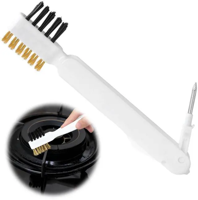 Main image of Kitchen Cleaning Scrub Brush, 4-in-1 Deep Gas Stove Top Cleaner With Brass Wire Brush, Stiff Bristles & Cooktop Scrape, Range Hood Grease Grime Rust Cleaner for Pot Pan Household Cleaning Tool