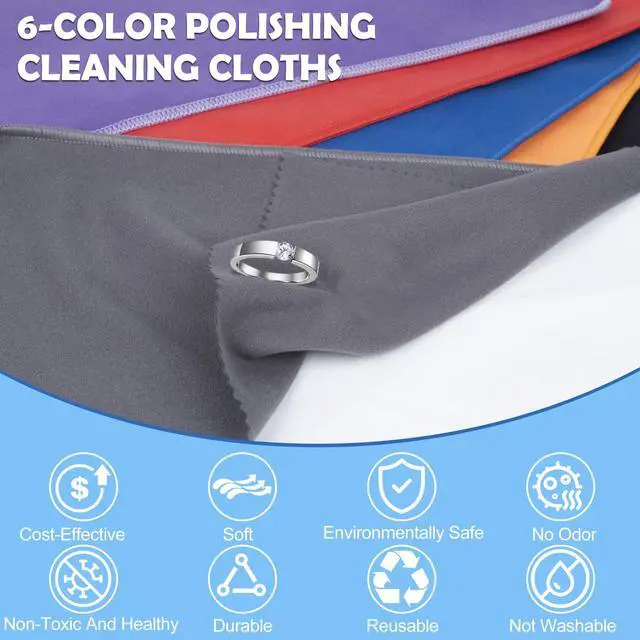 Alt view image 6 of 7 - 6 PCS Jewelry Polishing Cloths, Large 10x12 Inch(Dark)