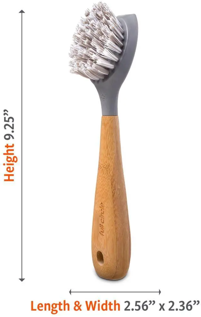 Alt view image 2 of 2 - Skillet Strong Cast Iron Bamboo Dish Brush and Scraper Durable Kitchen Scrub Brush for Dishes, Pots, Pans, and Cast Iron, Sustainable, Made with Recycled Plastic