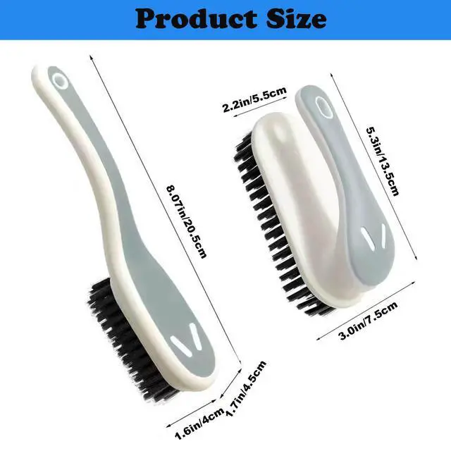 Alt view image 2 of 7 - Soft Bristle Scrub Cleaning Brush Stain Remover Brush Fabric Cleaning Brush Laundry Brush Small Scrub Brush Cleaner Household Cleaning Brushes for Carpet, Clothes, Bathroom,Sneaker-2 Pack (Gray)