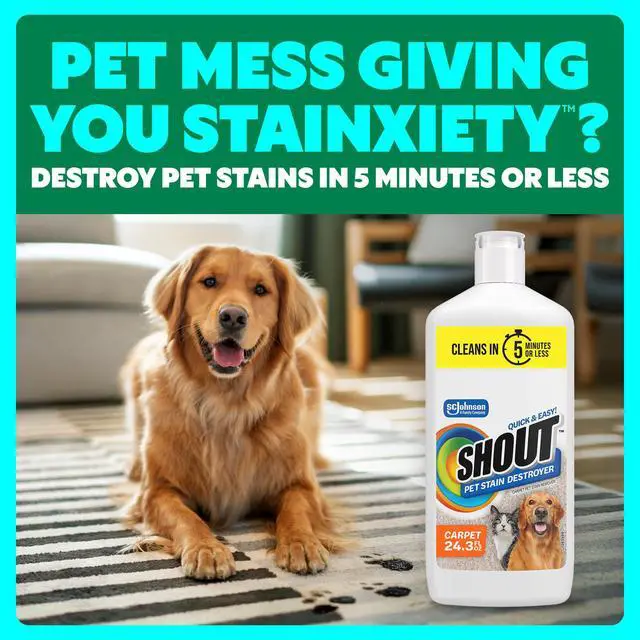 Alt view image 2 of 7 - Pet Stain Remover, Color-Safe Rug, Upholstery & Carpet Cleaner Solution for Dog & Cat Urine, Feces, Vomit & Mud, Fights Odors & Remarking, Fast-Acting Cleans in 5 Minutes or Less, 24.3oz