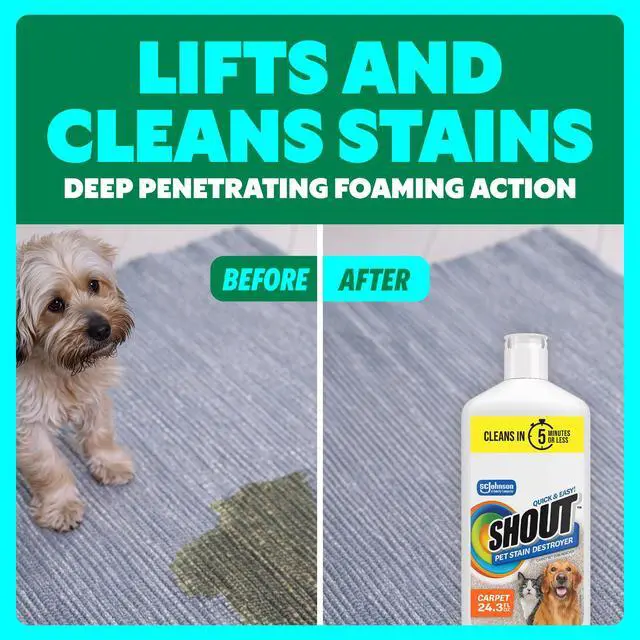 Alt view image 7 of 7 - Pet Stain Remover, Color-Safe Rug, Upholstery & Carpet Cleaner Solution for Dog & Cat Urine, Feces, Vomit & Mud, Fights Odors & Remarking, Fast-Acting Cleans in 5 Minutes or Less, 24.3oz