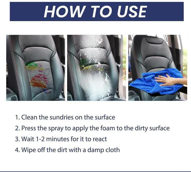Alt view image 7 of 7 - Multipurpose Foam Cleaner Spray, Lemon Scented All-Purpose Household Cleaners for Car, House, and Kitchen, Powerful Dry Cleaning Agent 100ml
