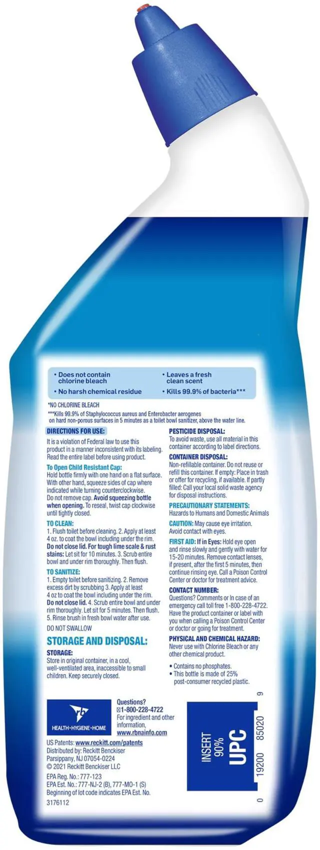 Alt view image 2 of 7 - Toilet Bowl Cleaner Gel, For Cleaning and Disinfecting, Bleach Free, Ocean Fresh Scent, 24oz (Pack of 2)