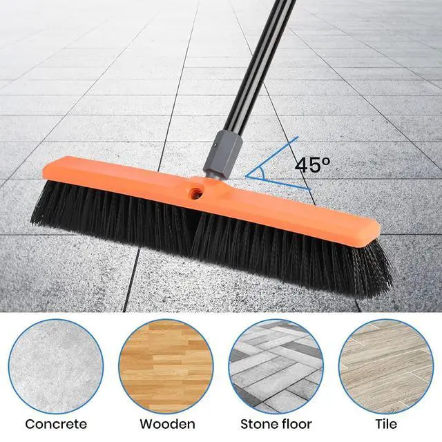 Alt view image 2 of 7 - 18 inch Push Broom Outdoor - Heavy Duty Broom for Driveways, Sidewalks, Patios and Deck Cleans Dirt, Debris, Sand, Mud, Leaves and Water-18 Wide Bristles