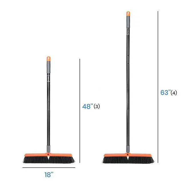 Alt view image 4 of 7 - 18 inch Push Broom Outdoor - Heavy Duty Broom for Driveways, Sidewalks, Patios and Deck Cleans Dirt, Debris, Sand, Mud, Leaves and Water-18 Wide Bristles