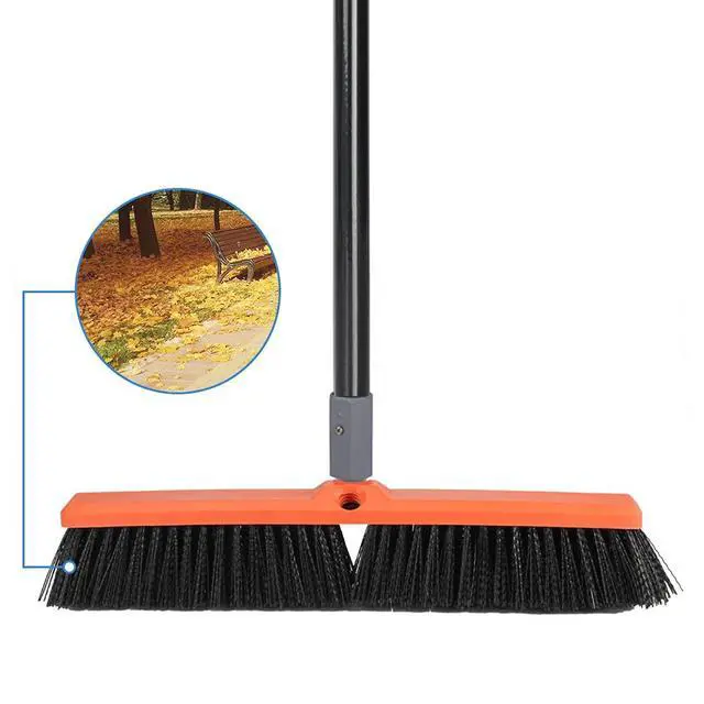 Alt view image 6 of 7 - 18 inch Push Broom Outdoor - Heavy Duty Broom for Driveways, Sidewalks, Patios and Deck Cleans Dirt, Debris, Sand, Mud, Leaves and Water-18 Wide Bristles