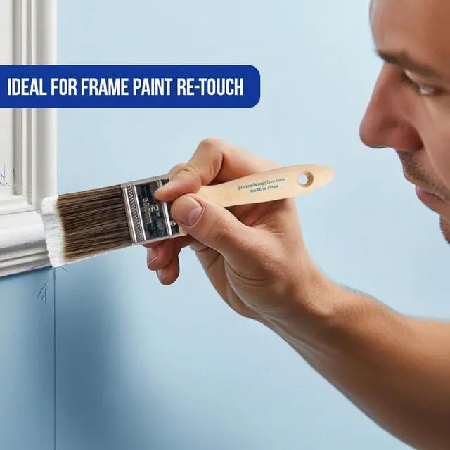 Alt view image 5 of 7 - Paint Brushes, 5-Piece Paint Brush Set, Flat & Angle Brushes for Walls, Trim, Cabinets, Interior & Exterior Latex and Oil Paints, Stains