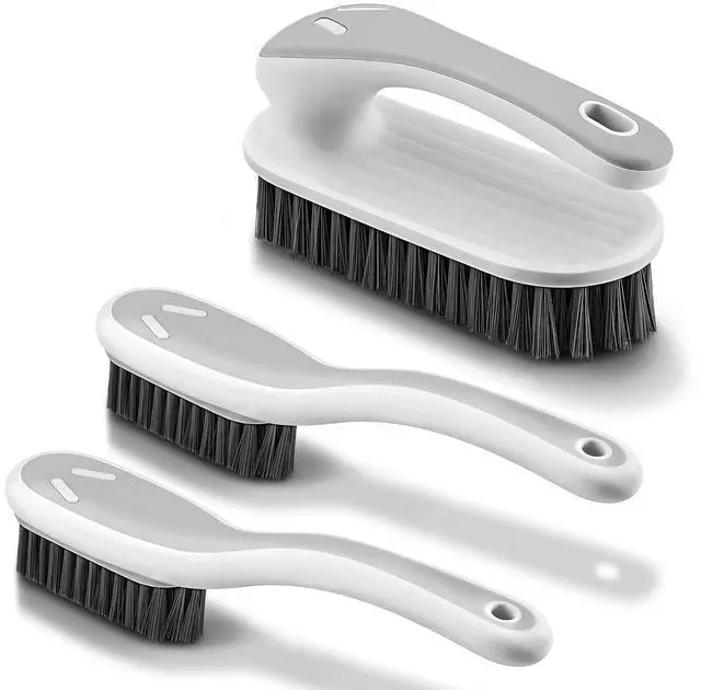 Main image of Soft Bristle Scrub Cleaning Brush 3 Pack Anti- Slip Stain Remover Laundry Brush for Clothes Easy to Grip Small Fabric Cleaning Brush Household Cleaning for ShoesCarpet, Bathroom Grey White.
