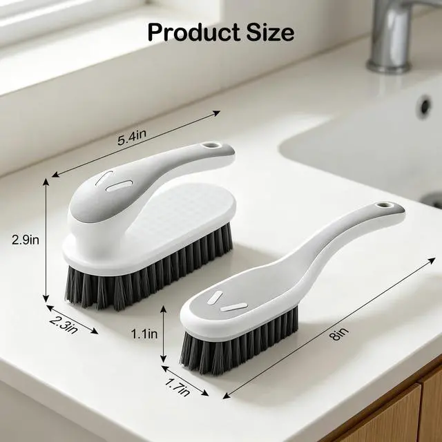 Alt view image 2 of 7 - Soft Bristle Scrub Cleaning Brush 3 Pack Anti- Slip Stain Remover Laundry Brush for Clothes Easy to Grip Small Fabric Cleaning Brush Household Cleaning for ShoesCarpet, Bathroom Grey White.