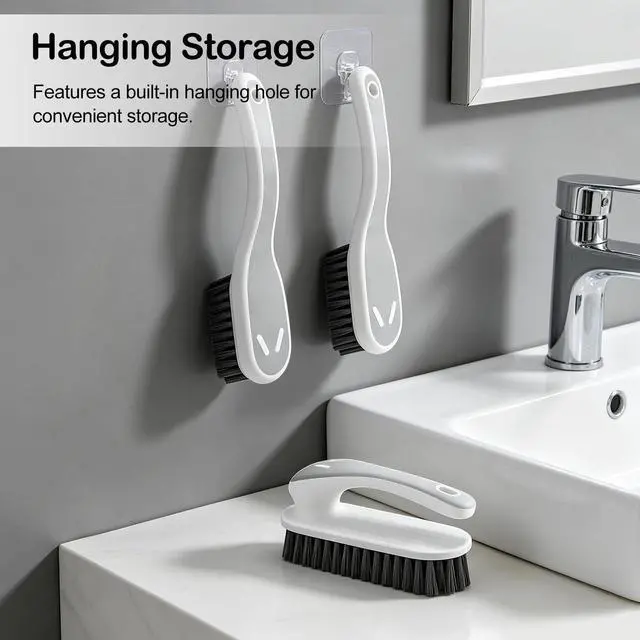 Alt view image 6 of 7 - Soft Bristle Scrub Cleaning Brush 3 Pack Anti- Slip Stain Remover Laundry Brush for Clothes Easy to Grip Small Fabric Cleaning Brush Household Cleaning for ShoesCarpet, Bathroom Grey White.