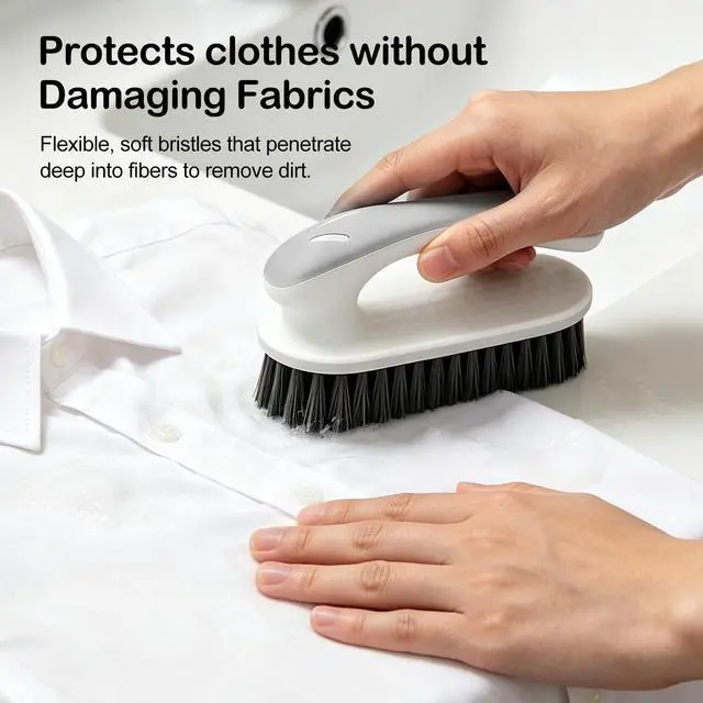 Alt view image 3 of 7 - Soft Bristle Scrub Cleaning Brush 3 Pack Anti- Slip Stain Remover Laundry Brush for Clothes Easy to Grip Small Fabric Cleaning Brush Household Cleaning for ShoesCarpet, Bathroom Grey White.