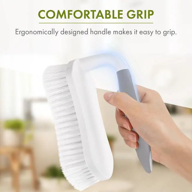 Alt view image 3 of 7 - Scrub Brush for Cleaning Comfort Grip Shower Scrubber Flexible Stiff Bristles with Handle Heavy Duty Cleaner Brush for Tub Sink Carpet Floor - Pack of 2 (Grey+Grey)