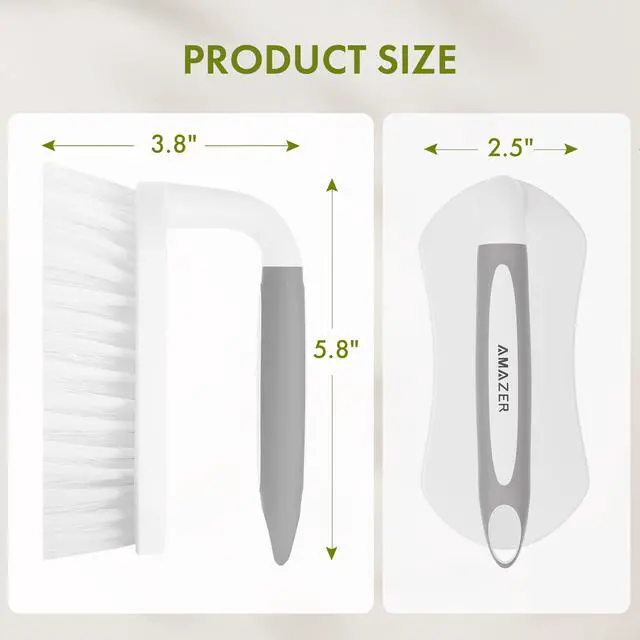 Alt view image 2 of 7 - Scrub Brush for Cleaning Comfort Grip Shower Scrubber Flexible Stiff Bristles with Handle Heavy Duty Cleaner Brush for Tub Sink Carpet Floor - Pack of 2 (Grey+Grey)